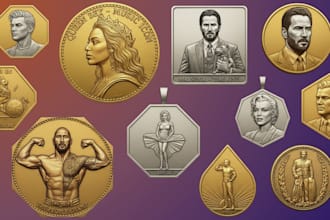 sculpt custom 3d coin,bas relief, medallion,coin model and 3d medal design