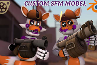 edit, port, or create custom sfm model, vrchat, tf2, gmod playermodel, mmd, fnaf