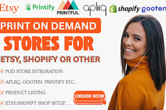 launch etsy pod shopify print on demand with apliq,  gooten, gelato