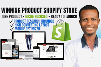 create one product shopify niche store with winning product research