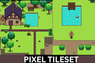 make pixel art tileset, 2d game pixel art background tile map pixel art assets