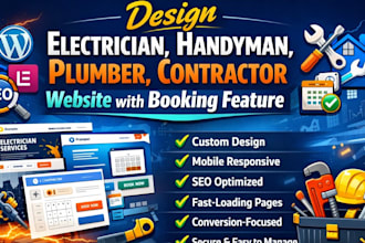 design electrician, handyman plumber contractor website with booking feature