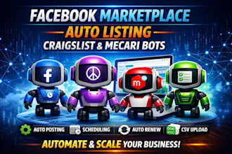 build facebook marketplace bot, auto listing bot, craigslist bot, mecari bot