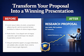 design a professional research proposal presentation for your defense
