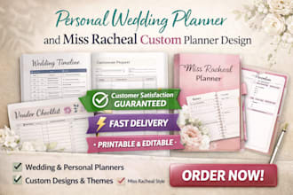 create a personal wedding planner, miss racheal custom planner design event book