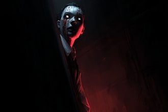 make a horror style illustration, artwork, cover