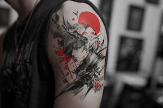 draw custom anime tattoo design
