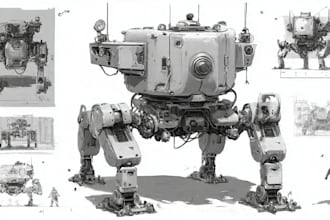 draw or design mechs robots concepts