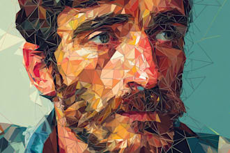 illustrate a fabulous geometric low poly portrait for you