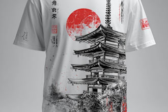 create a japanese t shirt illustration