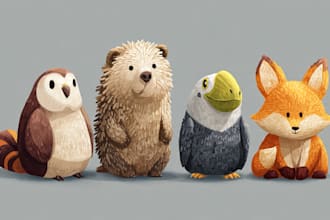 draw cute cartoon or animal illustration