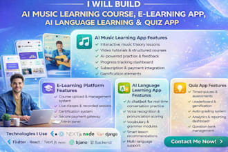 build ai music learning course, e learning app, ai language learning, quiz app