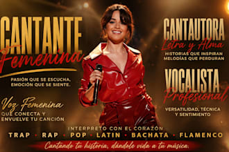 sing sweet melody trap rap pop latin bachata flamenco singer with female vocals