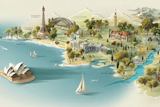 illustrate a creative vector map
