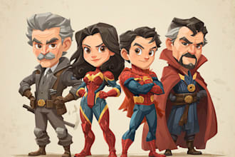 make premium superhero caricature character