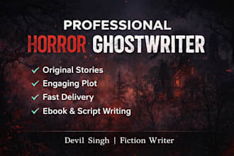 professionally ghostwrite your horror story, ebook or script