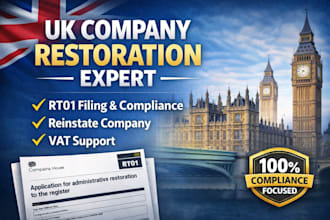 do UK company restoration rt01 filing reinstate vat activate companies house