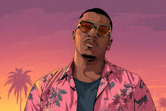 draw gta style vector cartoon portrait