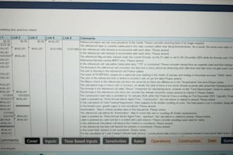 review project finance model and share valuable observation