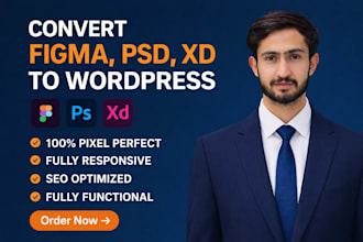 convert figma to wordpress, xd to wordpress, figma to elementor website