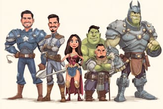 design premium superhero caricature character