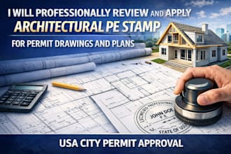 review and apply architectural pe stamp for permit drawings and plans