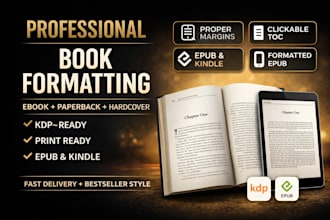 do book formatting, book layout design, kindle ebook format