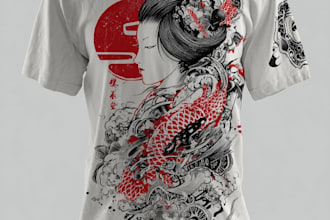 do a japanese t shirt illustration