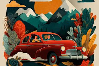 design unique vintage artwork with portrait art for you