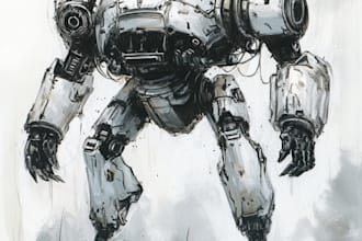 do anime style mecha robot illustrations