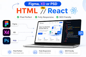 convert figma to html css, psd to html, figma to react and responsive web