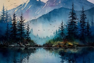 draw watercolor drawings of landscape designs or home