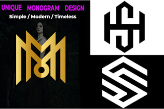 design a unique minimalist monogram and letter mark logo for your brand