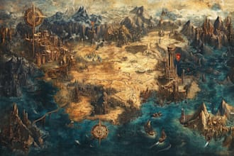make fantasy map illustration for novel