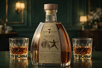 do bottle label, gin, vodka, whiskey, wine, beer and liquor packaging design
