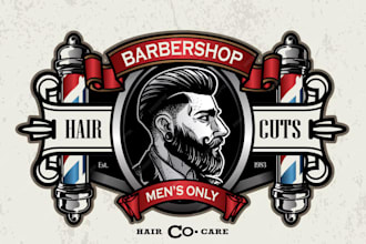 make vintage badge barber shop logo