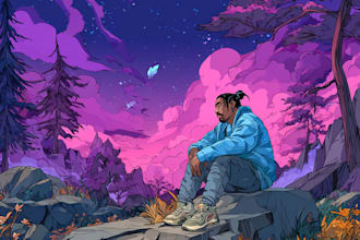 draw an anime or cartoon album cover art