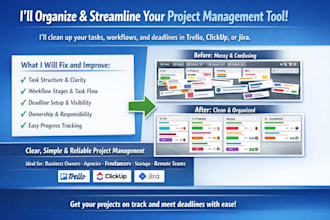 clean up tasks workflows and deadlines in trello clickup or jira