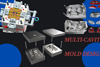 create multi cavity 3d mold mechanical part design cad model for manufacturing