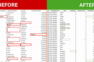 clean excel data  and fix errors