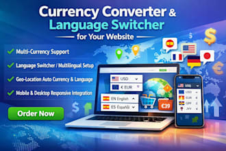 add currency converter and language switcher to your website or shopify store