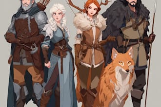 draw your dnd rpg character or party illustration art