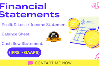 prepare financial statements, income statement, balance sheet and cash flow