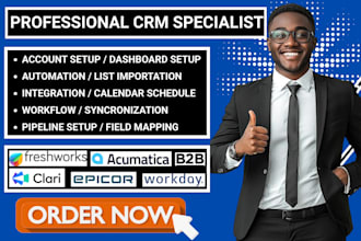 setup clari epicor workday acumatica freshworks crm automation for b2b companies