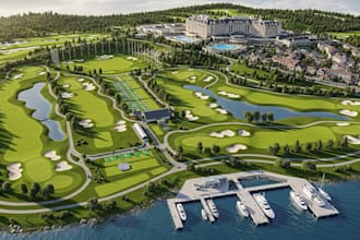 do 2d or 3d golf course and resort masterplan with your google earth map