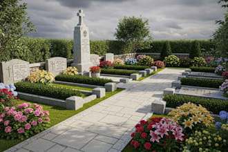 design realistic 2d and 3d cemetery, tombstone and memorial monument design