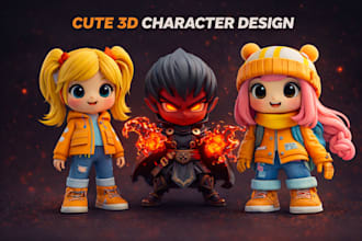 create cute 3d character, stylized 3d character, mascot, cartoon character, toy