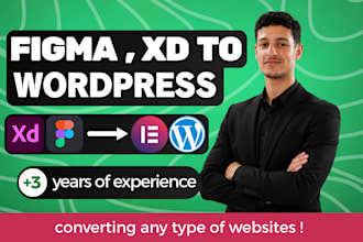 convert figma to wordpress, figma to elementor website, xd to wordpress