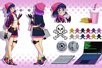 draw a professional character reference sheet for your oc or vtuber