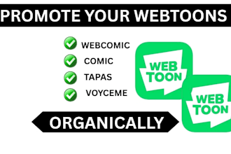organic webtoons promotions, comic marketing, webcomic and tapas manga promotion